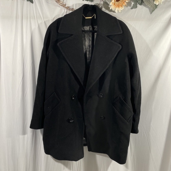 NEW Trina Turk [ 14‎ ] Wool Blend Double Breasted Pea Coat in BLACK - Picture 9 of 16